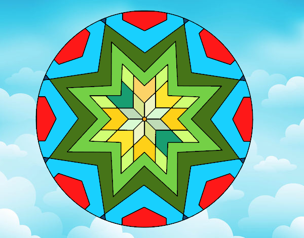 Dibujo Mandala mosaico estrella pintado por colorista