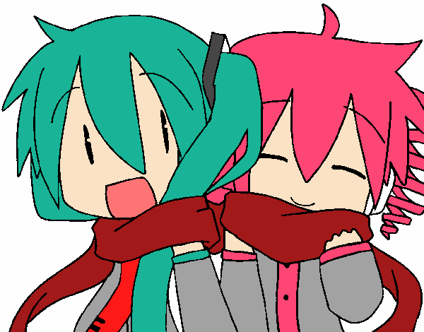 Miku y Len con bufanda