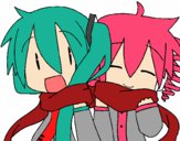 Miku y Len con bufanda