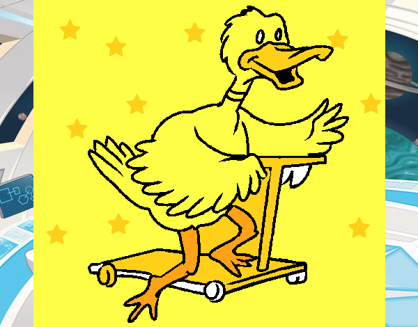 Pato en patinete