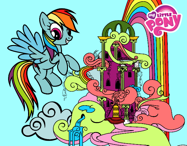 Dibujo Rainbow Dash en su palacio pintado por flosebrog