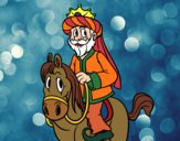 Dibujo Rey Gaspar a caballo pintado por queyla