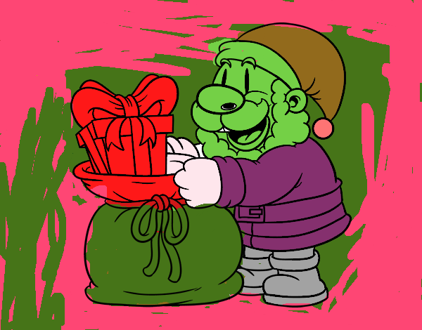 Santa Claus ofreciendo regalos