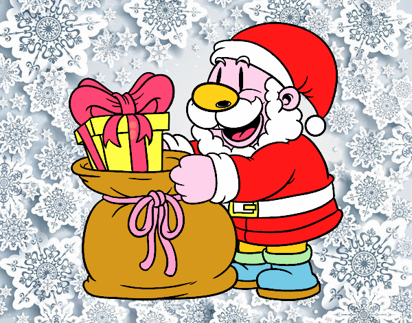 Santa Claus ofreciendo regalos