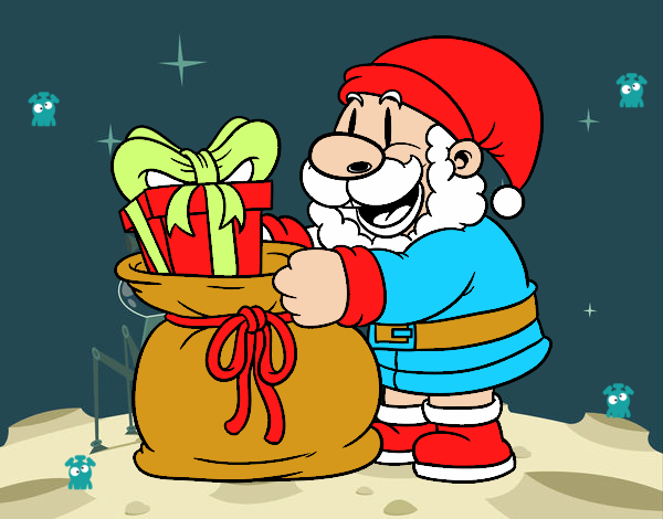 Santa Claus ofreciendo regalos