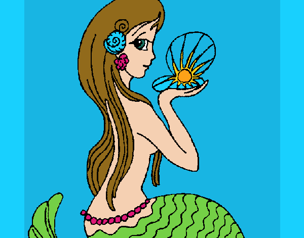 Dibujo Sirena y perla pintado por andy2016