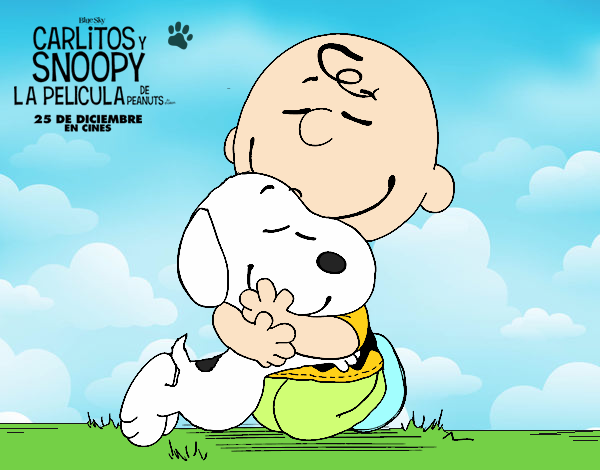 Snoopy y Carlitos abrazados