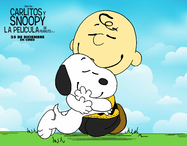 Snoopy y Carlitos abrazados