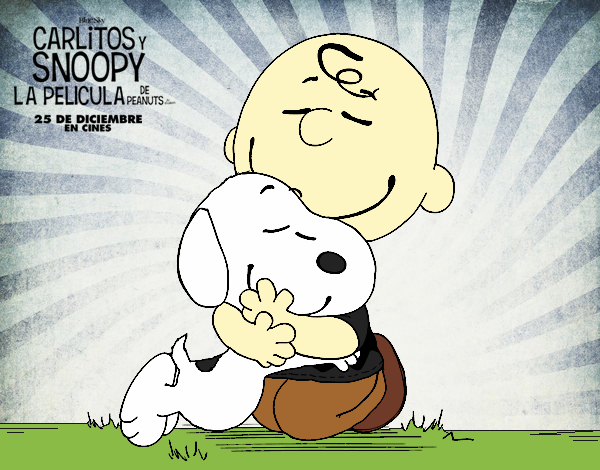 Snoopy y Carlitos abrazados