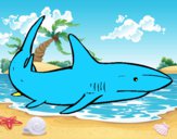 Dibujo Un tiburón nadando pintado por azazel