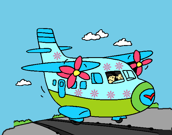 Dibujo Avión despegando pintado por LunaLunita