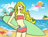 Barbie con tabla de surf