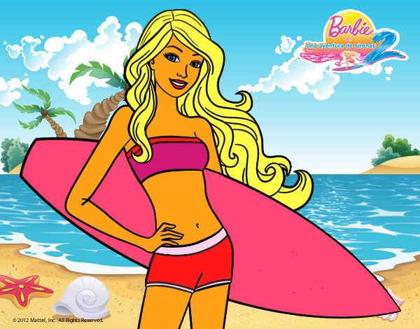 Barbie con tabla de surf