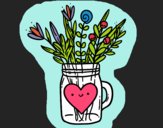 Dibujo Bote con flores silvestres y un corazón pintado por Letty25