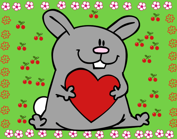 Dibujo Conejo con corazón pintado por andy2016