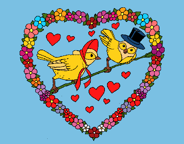 Dibujo Corazón con pájaros pintado por LunaLunita