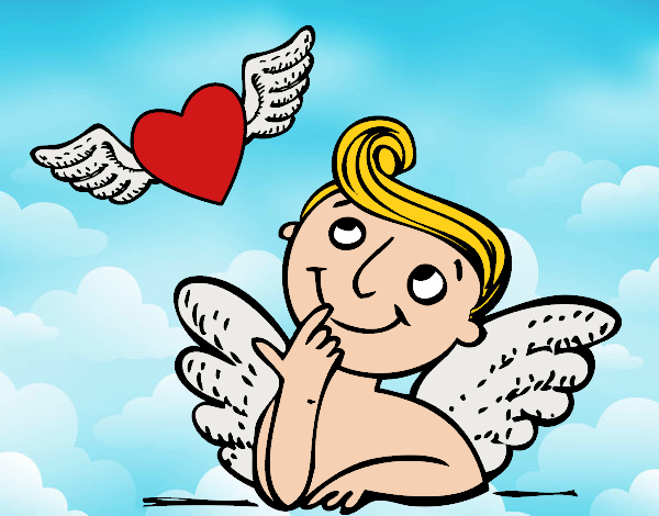 Dibujo Cupido y corazón con alas pintado por andy2016