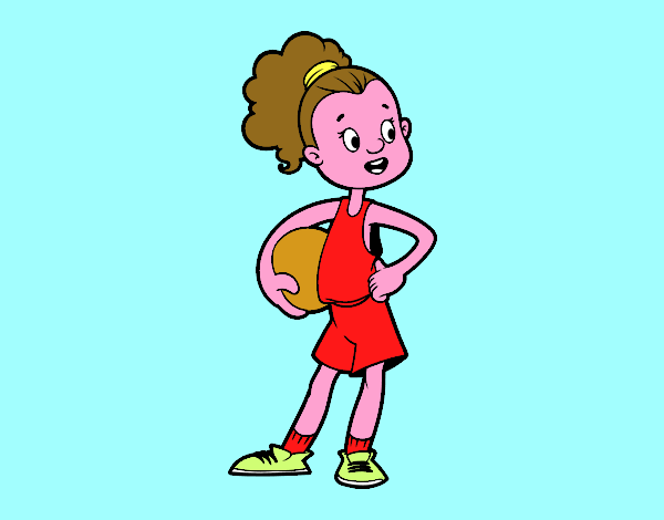 la niña Annie jugando a baloncesto