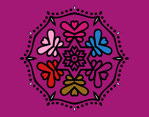 Dibujo Mandala simétrica pintado por CamiMoreno