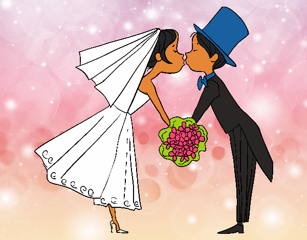Dibujo Marido y Mujer besándose pintado por LunaLunita