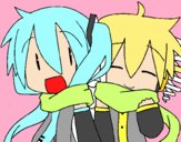 Miku y Len con bufanda