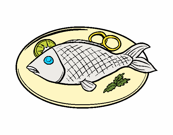 Dibujo Plato de pescado pintado por marahicruz