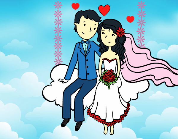 Dibujo Recién casados en una nube pintado por LunaLunita