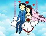 Dibujo Recién casados en una nube pintado por LunaLunita