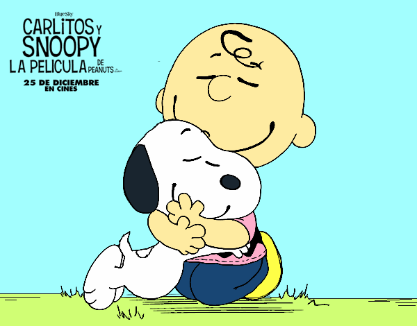 Snoopy y Carlitos abrazados