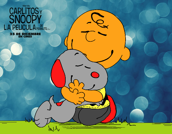 Snoopy y Carlitos abrazados