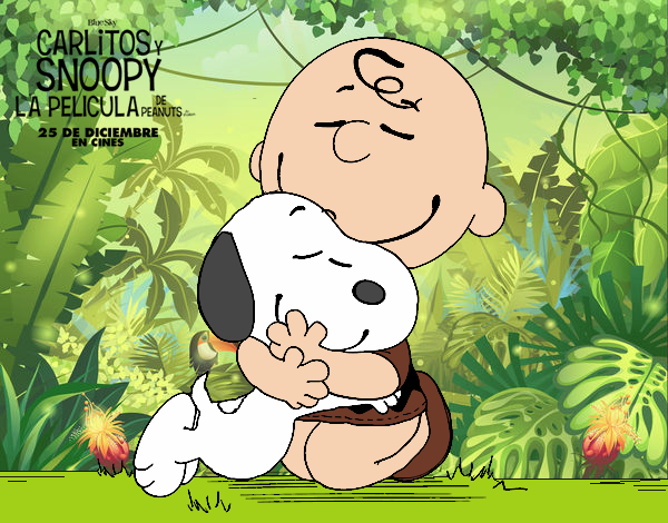 Snoopy y Carlitos abrazados