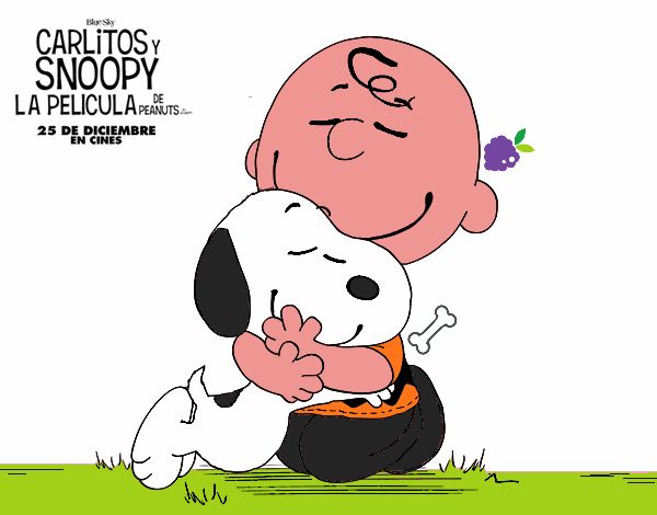 Snoopy y Carlitos abrazados