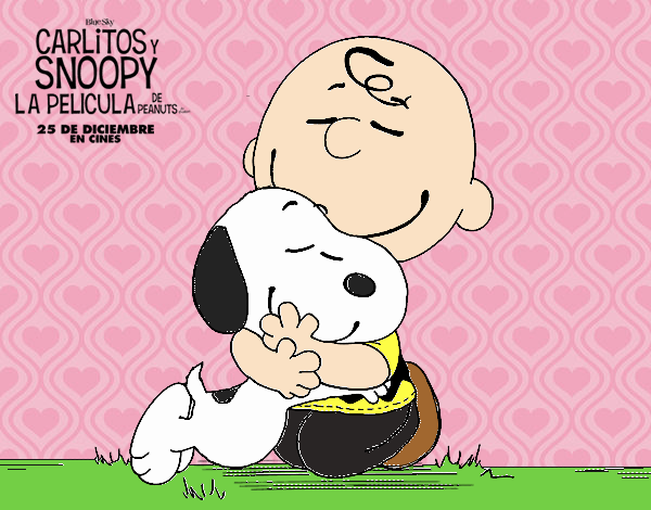 Snoopy y Carlitos abrazados