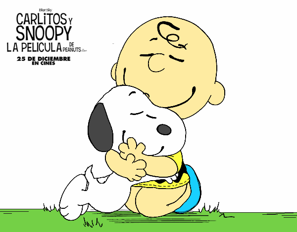 Snoopy y Carlitos abrazados