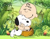 Snoopy y Carlitos abrazados