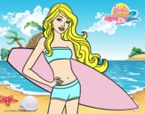 Barbie con tabla de surf