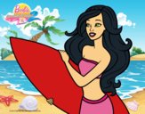 Dibujo Barbie va a surfear pintado por LunaLunita