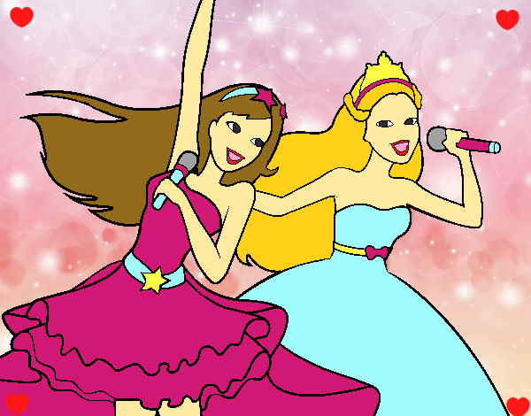 Barbie y la princesa cantando