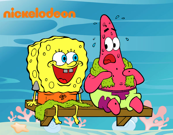 Bob Esponja y Patricio en bañador