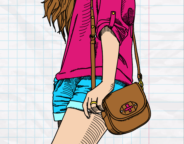 Dibujo Chica con bolso pintado por paola07noe