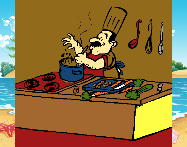 Cocinero en la cocina