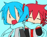 Miku y Len con bufanda