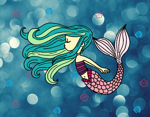 Dibujo Sirena flotando pintado por 3lsa