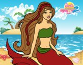 Dibujo Sirena sentada pintado por linda423