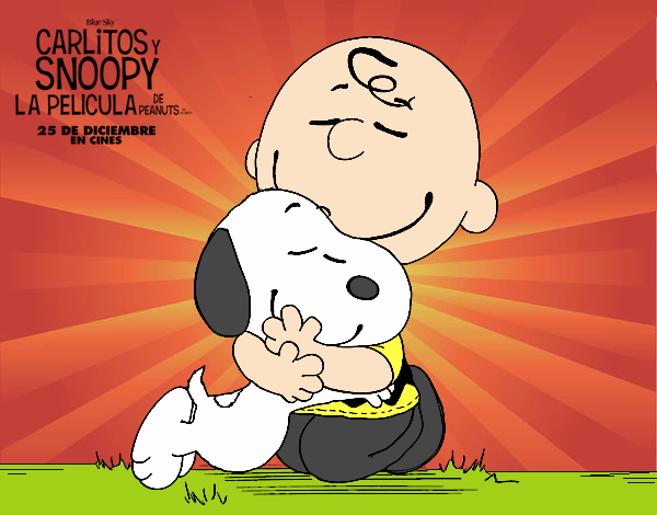 Snoopy y Carlitos abrazados