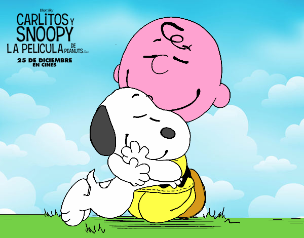 Snoopy y Carlitos abrazados