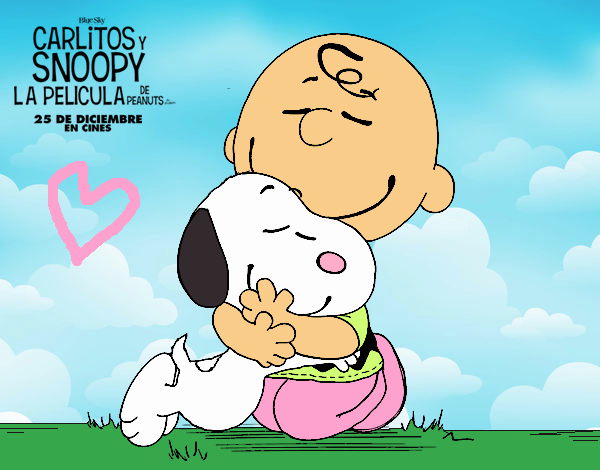 Snoopy y Carlitos abrazados