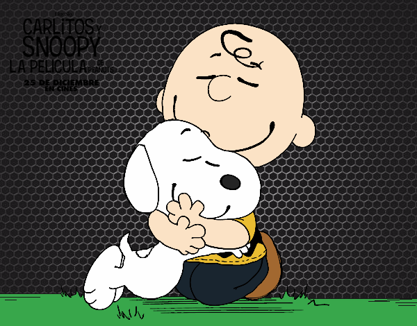 Snoopy y Carlitos abrazados