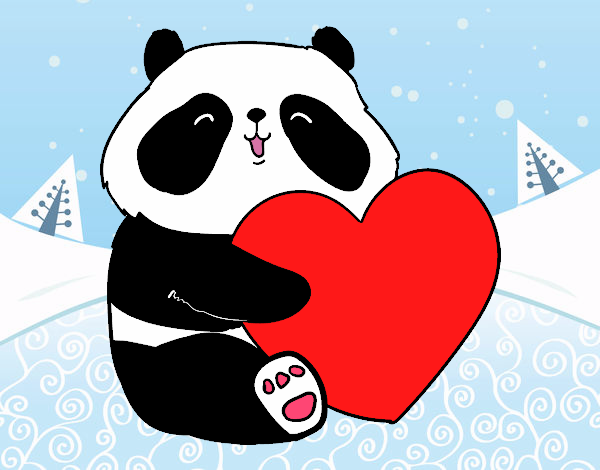 Dibujo Amor Panda pintado por LunaLunita