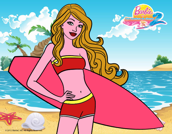 Barbie con tabla de surf